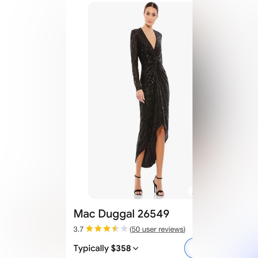 Mac Duggal Black Midi Sequin Party Dress 26549